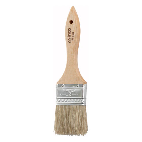Winco WBR-20 Pastry Brush 2" Wide Boar Hair Bristles Wooden Handle Metal Ferrules