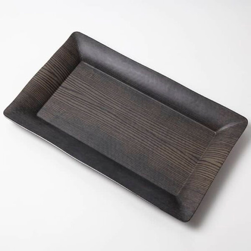 American Metalcraft WMEL21 Plastic Walnut Wood Pattern Rectangular Platter