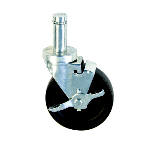 New Age C440 5" Dia Polyolefin Wheel Tread Swivel Stem Caster With Brakes - 300 Lbs.