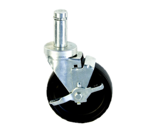 New Age C440 5" Dia Polyolefin Wheel Tread Swivel Stem Caster With Brakes - 300 Lbs.