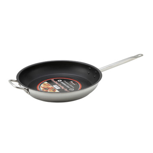 Winco SSFP-14NS 14.25" Stainless Steel and Aluminum Premium Fry Pan