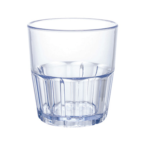Winco PTSN-12 12 Oz. Blue SAN Plastic Ribbed Havana Tumbler