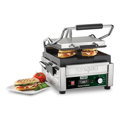 Waring WPG150TB Electric Single Compact Panini Grill - 208 Volts