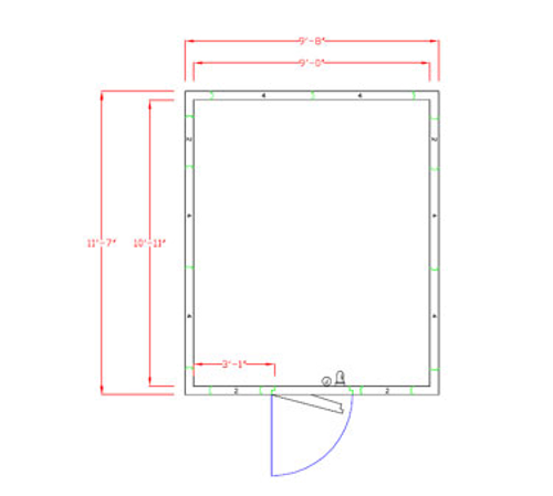 American Panel 10X12F-O 116" W x 90" H Outdoor Acrylume With Floor Walk-In Freezer