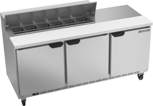 Beverage Air SPE72HC-12 72" W Three-Section Three Door Sandwich Top Refrigerated Counter