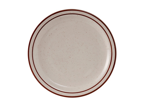 Tuxton TBS-008 9" Ceramic American White/Eggshell With Brown Speckle Round Plate (2 Dozen Per Case)