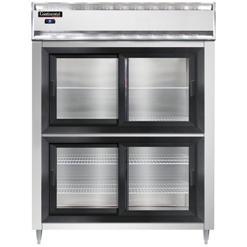 Continental Refrigerator D2RESNSASGD 57" W Two-Section Glass Door Reach-In Designer Line Wide Refrigerator