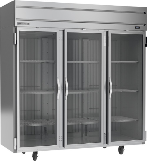 Beverage Air HR3HC-1G 78" W Three-Section Glass Door Reach-In Horizon Series Refrigerator