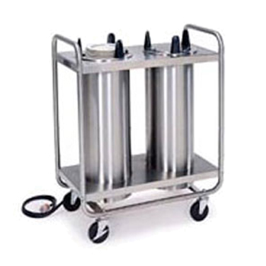 Lakeside 8205 Easy-Glide 5.75" Dia. Round Stainless Steel 2-Tube Open Heated Mobile Dish Dispenser