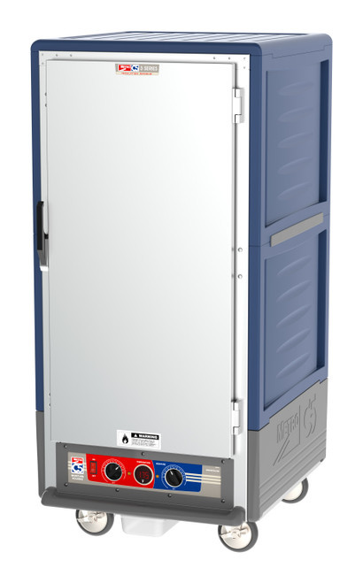 Metro C537-MFS-U-BU C5 3 Series Blue 3/4-Size Insulated Moisture Heated Holding & Proofing Cabinet with Solid Doors and Universal Wire Slides - 120 Volts