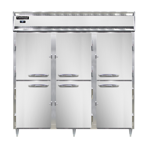 Continental Refrigerator D3RNHD 78" W Three-Section Stainless Steel Door Reach-In Designer Line Refrigerator