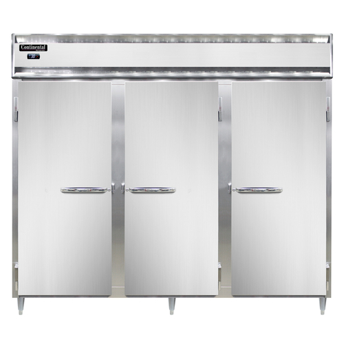 Continental Refrigerator D3RENSA 85.5" W Three-Section Stainless Steel Door Reach-In Designer Line Wide Refrigerator