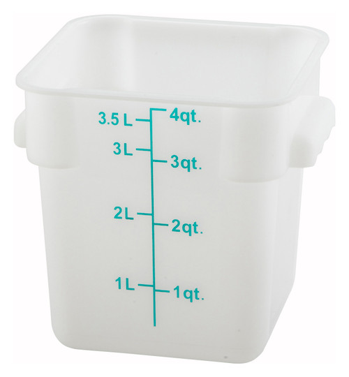 Winco PESC-4 4 Qt. White Square Polypropylene Storage Container