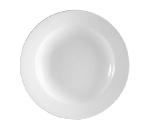 CAC China RCN-105 10" Dia. 18 Oz. Super White Porcelain Round Clinton Pasta Bowl (1 Dozen)