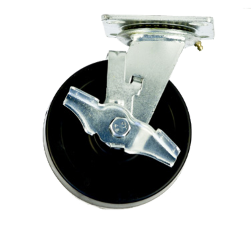 New Age C495 6" Dia Polyolefin Wheel Tread Swivel Plate Caster With Brakes - 750 Lbs.