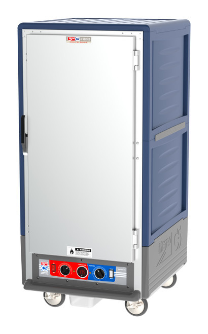 Metro C537-CFS-U-BU C5 3 Series Blue 3/4-Size Insulated Heated Holding & Proofing Cabinet with Solid Door and Universal Wire Slides - 120V