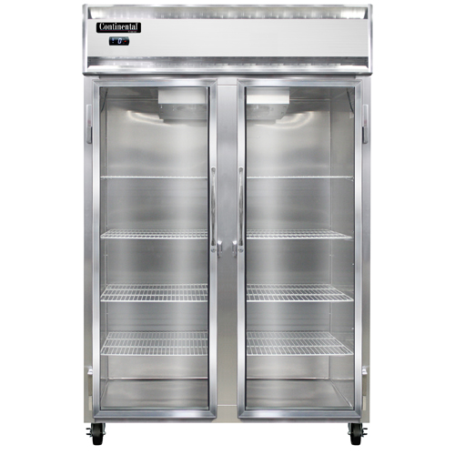 Continental Refrigerator 2FNGD 52" W Two-Section Glass Door Reach-In Freezer - 115 Volts