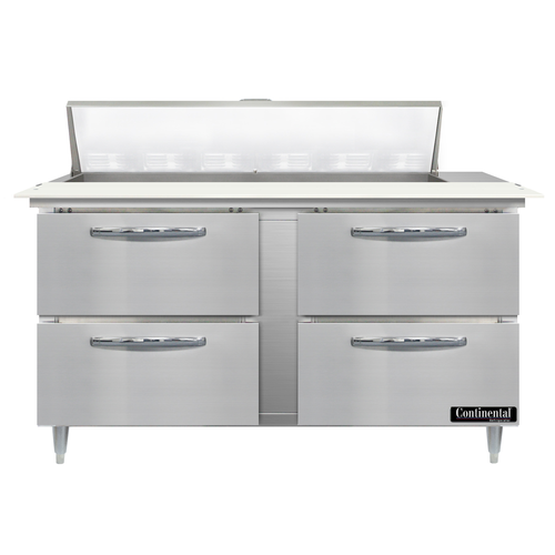 Continental Refrigerator D60N12C-D 60" W Two-Section Four Drawer Designer Line Sandwich Unit