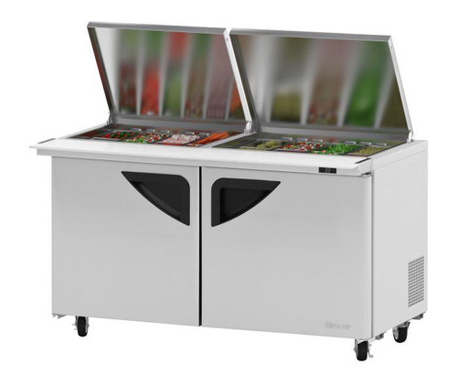Turbo Air TST-60SD-24-N-FL 60.25" W Two-Section Two Door Super Deluxe Sandwich/Salad Mega Top Unit with Flat Lids