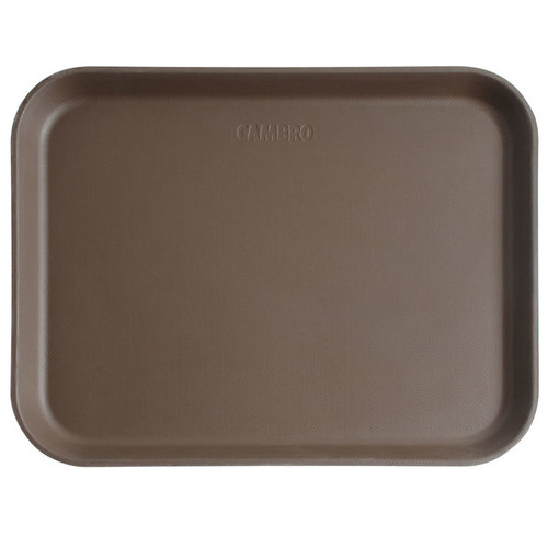 Cambro 1014CT138 10.63" x 13.75" Fiberglass Tavern Tan Rectangular Camtread Serving Tray - 12/Case