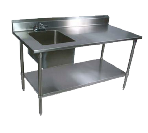 John Boos EPT6R5-3060SSK-L 60"W x 30"D x 40-3/4"H Stainless Steel Work Table with Prep Sink