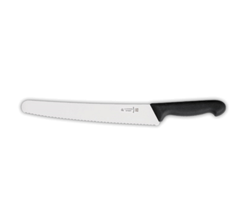 Matfer Bourgeat 182110 9.75" Black Giesser Messer Universal and Bread Knife with Thermoplastic Elastomer Handle