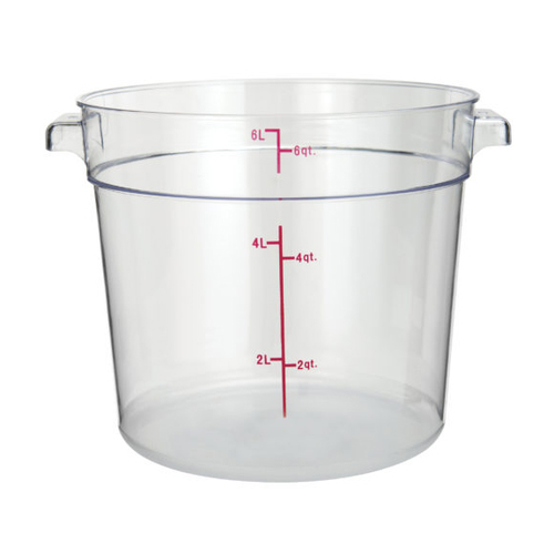 Winco PCRC-6 6 Qt. Clear Round Polycarbonate Food Storage Container