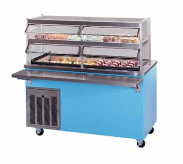 Piper Products R5-CM 74"L x 30"W x 36"H (5) Pan Size Stainless Steel Top Refrigerated Cold Pan Unit Enclosed Base Mobile Modular Reflections Serving Counter