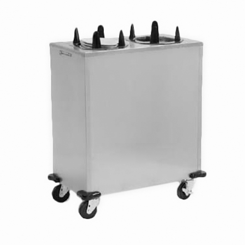Lakeside V6210 Easy-Glide 10.5" Dia. Oval Stainless Steel 2-Tube Heated Mobile Dish Dispenser