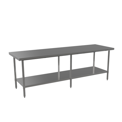 Atosa ST3084EC Mixrite 84" W x 30" D Stainless Steel 18 Gauge Adjustable Undershelf and Legs Work Table