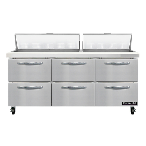 Continental Refrigerator SW72N18-D 72" W Three-Section Six Drawer Sandwich Unit