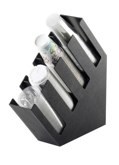 Cal-Mil 2048-4 Black Plastic 4-1/2"W x 19-1/2"D x 19-1/4"H Classic Lid/Cup Organizer