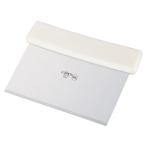 Winco DSC-2W 6" x 3" Stainless Steel Dough Scraper with White Plastic Handle