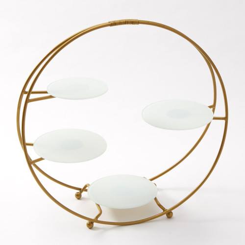 American Metalcraft SRG4 21.13" L x 6.63" W x 21.75" H Round White Steel Buffet Stand