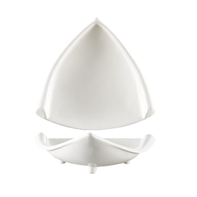 CAC China TB-H6 6 Oz. Super White Porcelain Triangular Accessories Dish (3 Dozen Per Case)