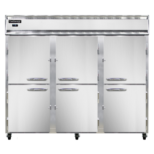 Continental Refrigerator 3FE-SS-HD 85.5" W Three-Section Solid Door Reach-In Extra-Wide Freezer - 115 Volts