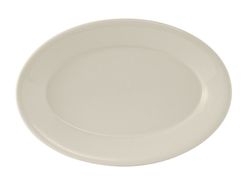 Tuxton TRE-034 Ceramic American White/Eggshell Oval / Oblong Platter (2 Dozen Per Case)