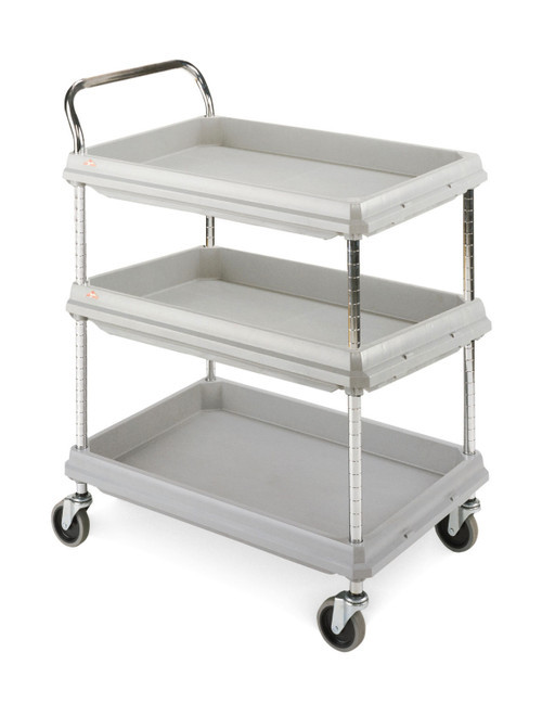 Metro BC2030-3DG Gray Deep Ledge Utility Cart Adjustable Polymer Shelves 32-3/4"W x 21-1/2"D x 41"H