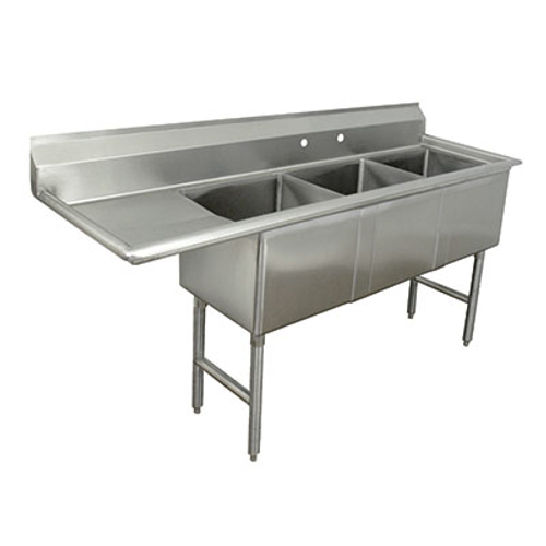 Advance Tabco FC-3-1824-18L-X 74.5" W 16 Gauge Stainless Steel Base Special Value Fabricated Sink