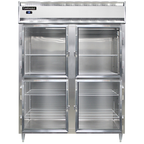 Continental Refrigerator D2RESNSSGDHD 57" W Two-Section Glass Door Reach-In Designer Line Wide Refrigerator