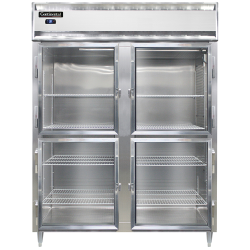 Continental Refrigerator D2RESNSSGDHD 57" W Two-Section Glass Door Reach-In Designer Line Wide Refrigerator