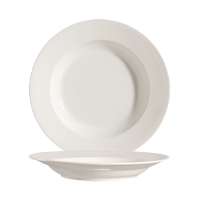 CAC China 101-38 8" Dia. 8 Oz. Porcelain Bone White Round Lincoln Soup Plate (3 Dozen Per Case)