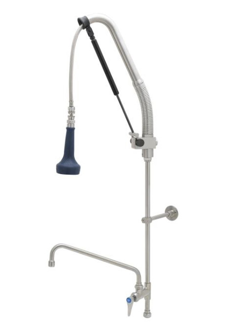 T&S Brass S-0113-12CRB8P-LB EverSteel 12" Swing Nozzle Stainless Steel Deck Mount DuraPull Pull-Down Pre-Rinse Unit with Add-On Faucet