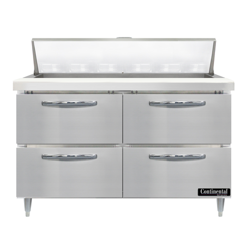 Continental Refrigerator D48N12-D 48" W Two-Section Four Drawer Designer Line Sandwich Unit