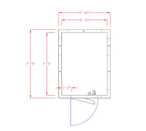 American Panel 6X8F-O 70" W x 90" H Outdoor Acrylume With Floor Walk-In Freezer