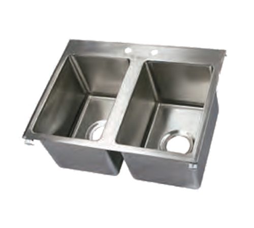 John Boos PB-DISINK101410-2 2 Compartment Stainless Steel Pro-Bowl Drop-In Sink 24"W x 18"D x 10"H