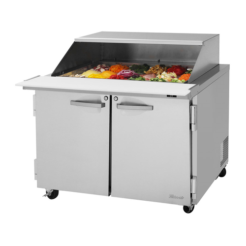 Turbo Air PST-48-18-N-SL 48.25" W Two-Section Two Door PRO Series Mega Top Sandwich/Salad Prep Table with Slide Lid