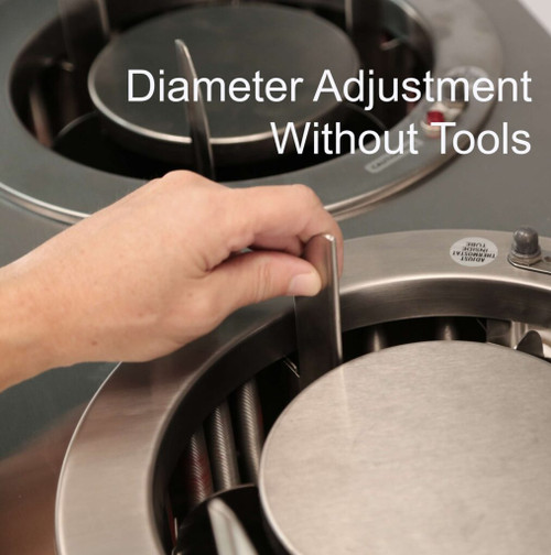 Lakeside 929 Adjust-a-Fit 9.75" Dia. Round Stainless Steel 4-Tube Cabinet Heated Mobile Dish Dispenser