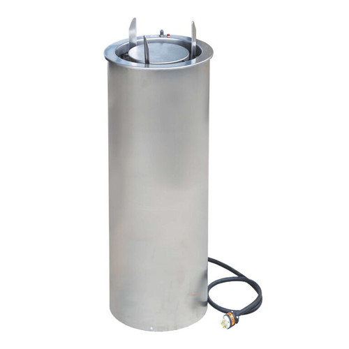 Lakeside 914 Adjust-a-Fit 7.5" Dia. Round Stainless Steel 1-Tube Heated Shielded Dish Dispenser
