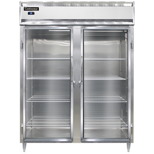 Continental Refrigerator D2RESNSSGD 57" W Two-Section Glass Door Reach-In Designer Line Wide Refrigerator